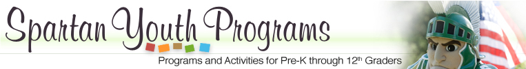 Spartan Youth Programs logo - Programs and Activities for Pre-K through 12th graders.